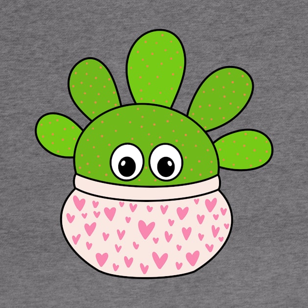 Cute Cactus Design #345: Opuntia Microdasys Cactus In A Cute Heart Pot by DreamCactus